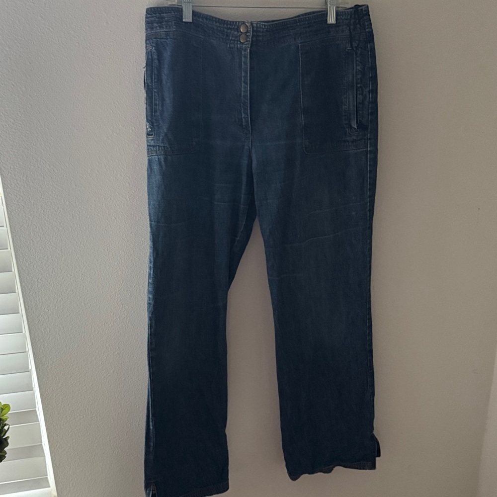 Jones New York Sport high Rise Wide‎ leg 100% cotton jeans Sz 14